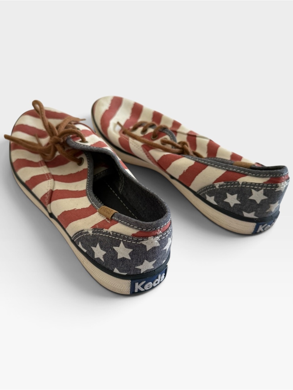 Keds Americana Flag Print Canvas Lace-Up Sneakers — Red White Blue Stars & Strip